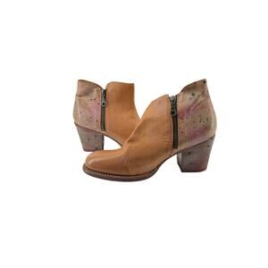 Bed Stu Cobbler Yell Bootie Women 9.5 Leather Ankle Boot  Artistic Two Tone